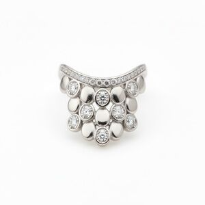 MODERN ABSTRACT, SILVER CZ ADJUSTABLE RING